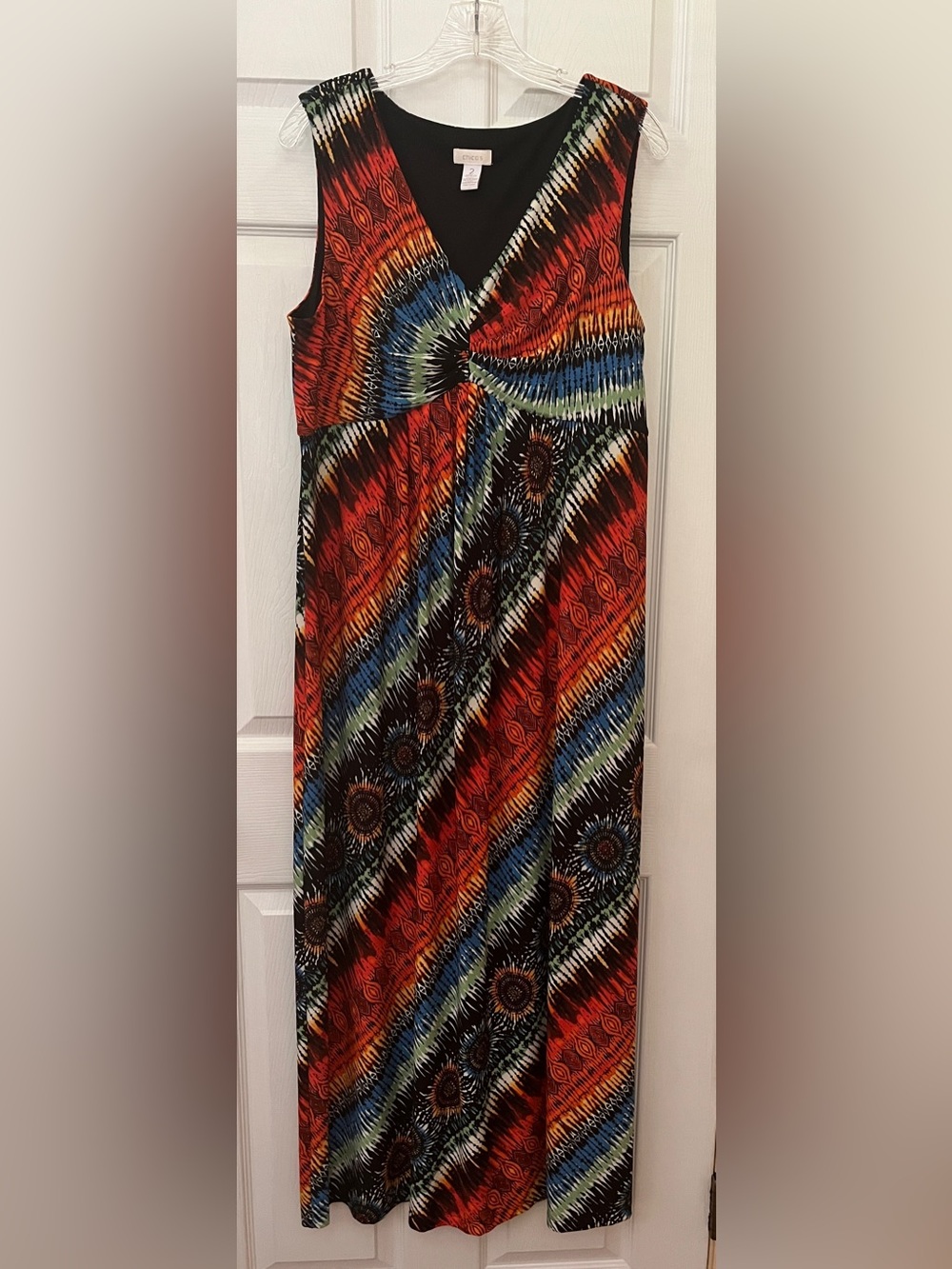 Chico’s Sleeveless Maxi Dress with Colorful Print - Chico’s size 2 (large)